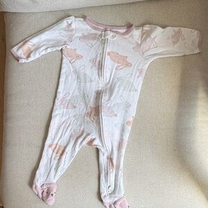 Carter's White Footed One-Piece with Pale Pink & Peach Bunny Print